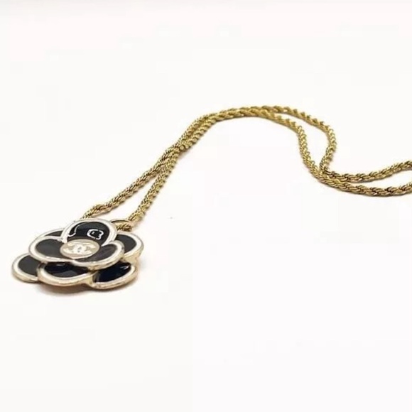 Chanel camellia large pendants on 18 karat gold plated 18 inch chains. - Picture 3 of 15